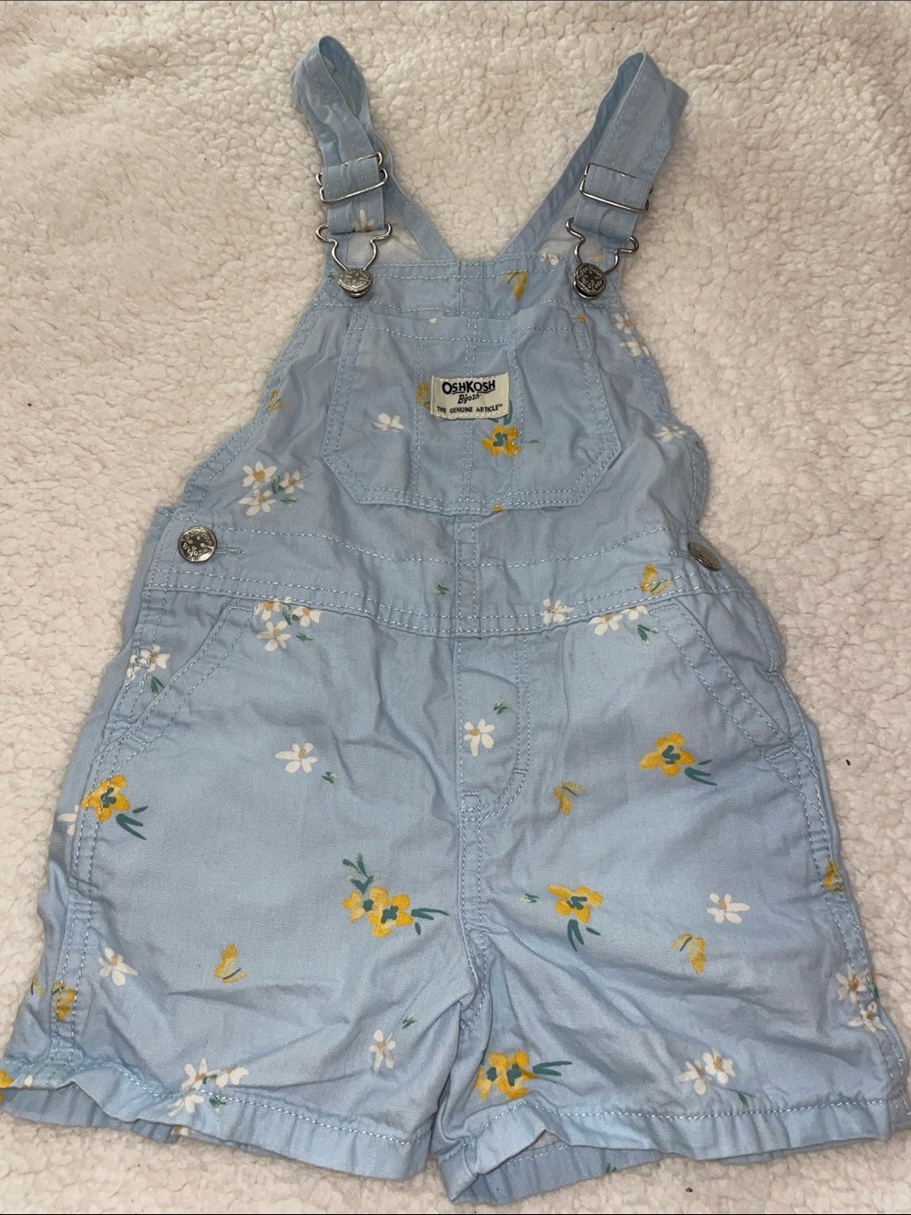 OshKosh B'gosh Light Blue Floral Short Overalls